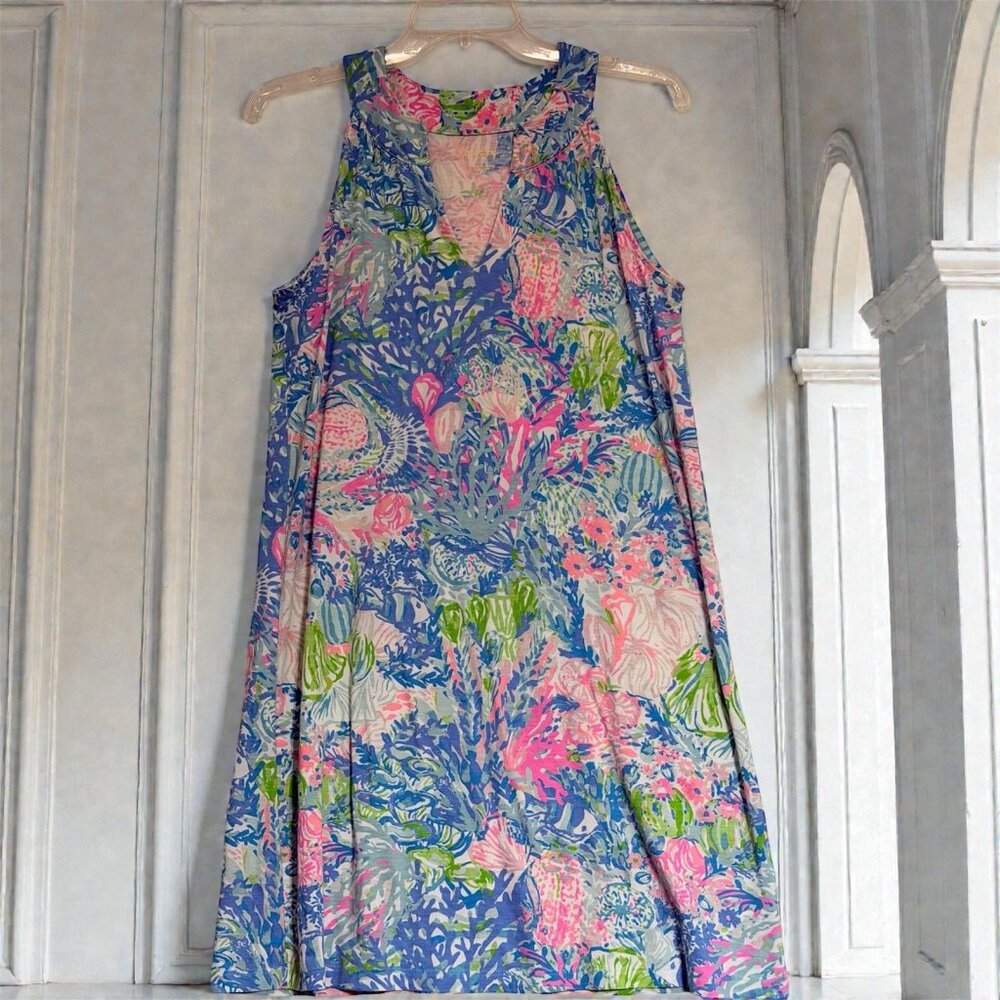 Lilly Pulitzer Women’s Ross Shift Dress Multi Fished My Wish Sz Small
